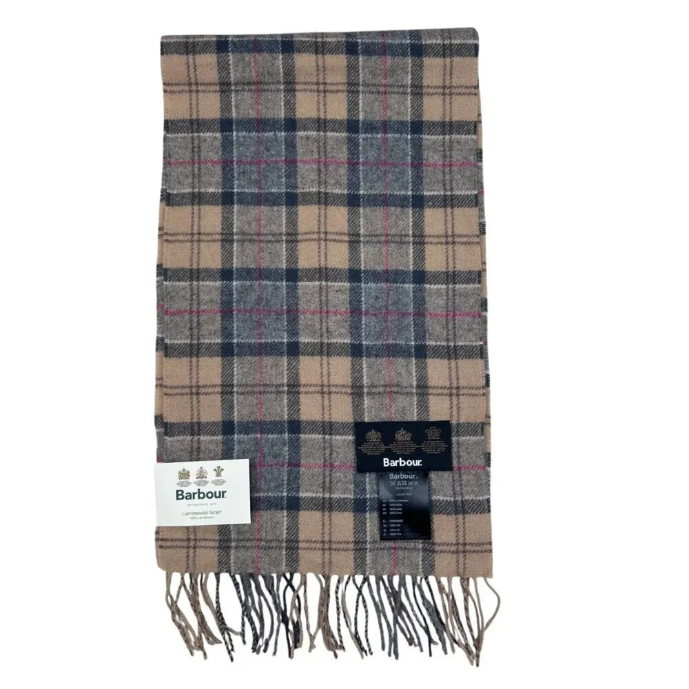 Barbour Tartan Lambswool Scarf Outdoors Hiking Work Wool Plaid Cabincore Country